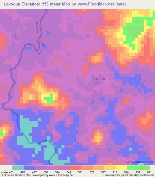 Lokooua,Guinea Elevation Map