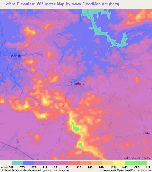 Lofero,Guinea Elevation Map