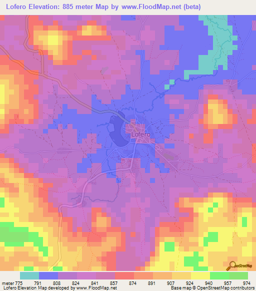 Lofero,Guinea Elevation Map