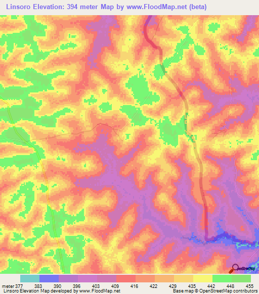 Linsoro,Guinea Elevation Map