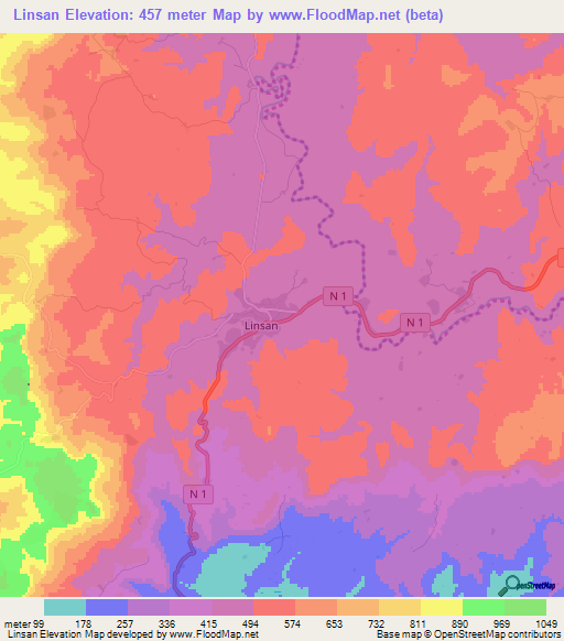 Linsan,Guinea Elevation Map