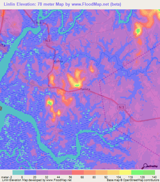 Linlin,Guinea Elevation Map