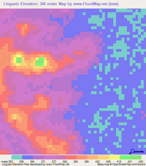 Linguelo,Guinea Elevation Map