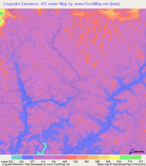 Lingueko,Guinea Elevation Map