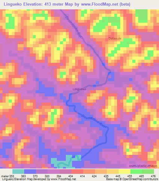 Lingueko,Guinea Elevation Map