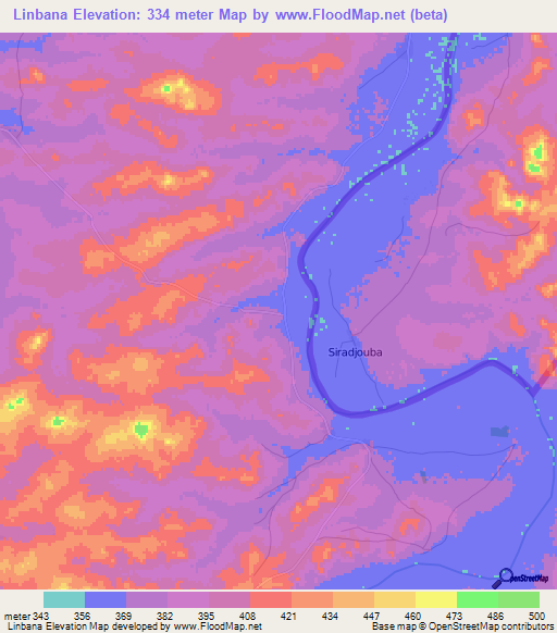 Linbana,Guinea Elevation Map