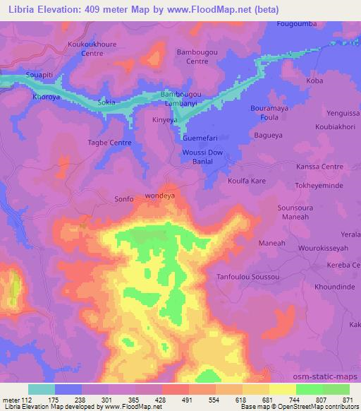 Libria,Guinea Elevation Map