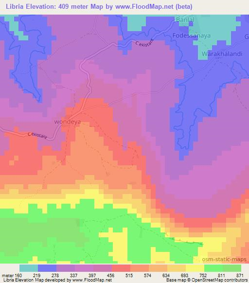 Libria,Guinea Elevation Map