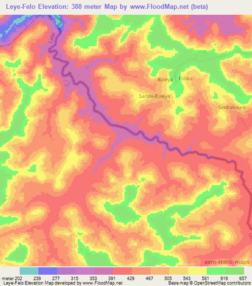 Leye-Felo,Guinea Elevation Map