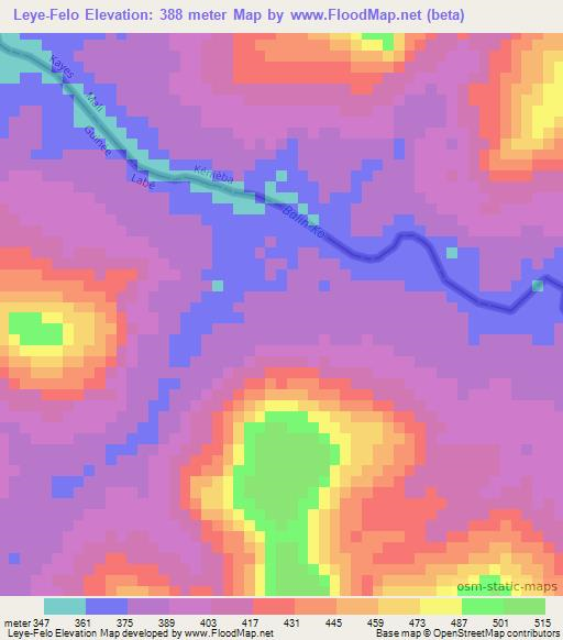 Leye-Felo,Guinea Elevation Map