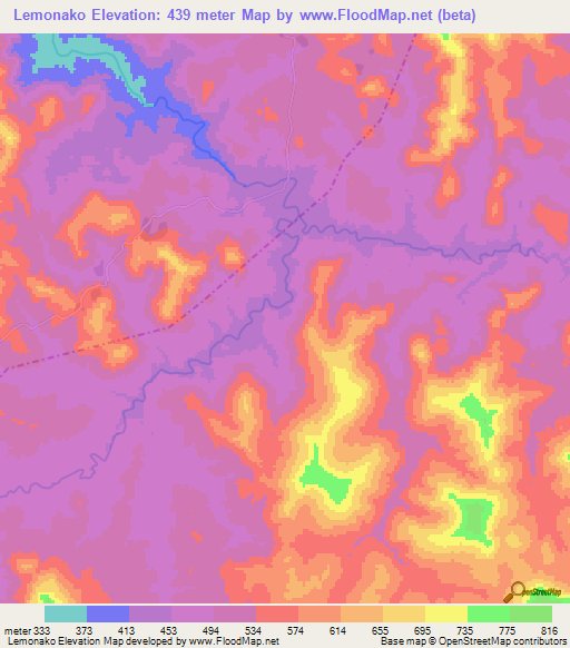 Lemonako,Guinea Elevation Map