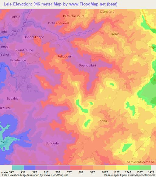 Lele,Guinea Elevation Map