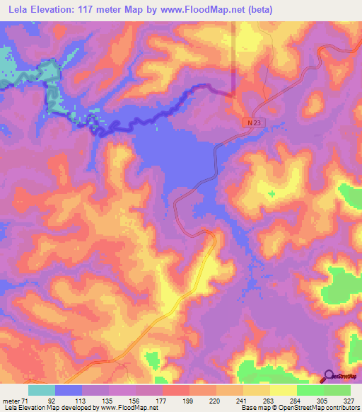 Lela,Guinea Elevation Map