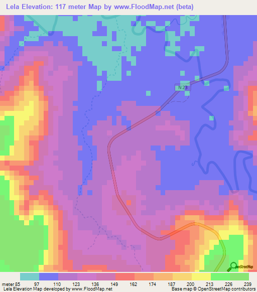 Lela,Guinea Elevation Map