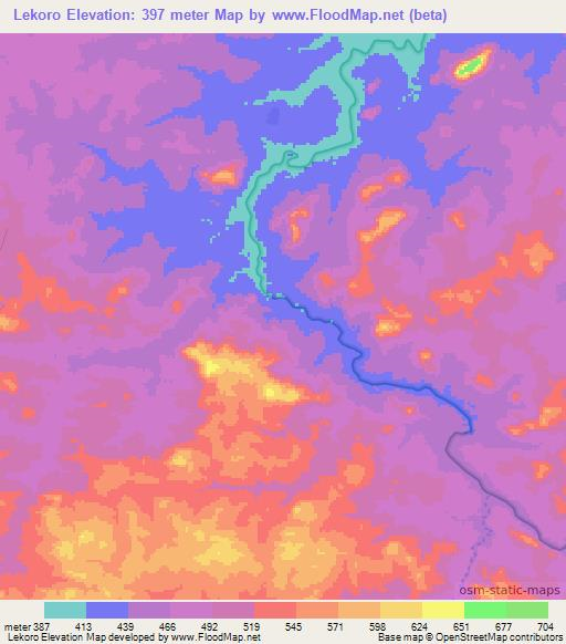 Lekoro,Guinea Elevation Map