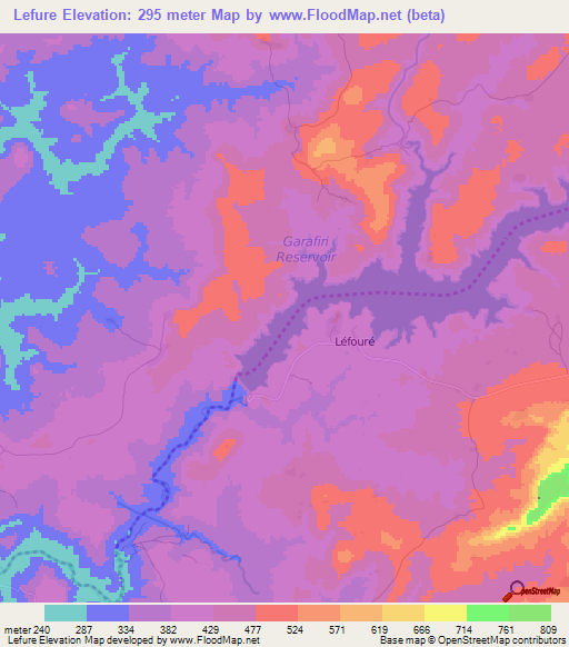 Lefure,Guinea Elevation Map