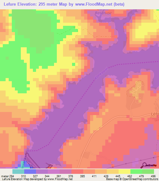 Lefure,Guinea Elevation Map