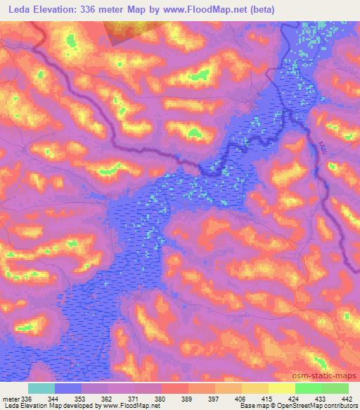 Leda,Guinea Elevation Map