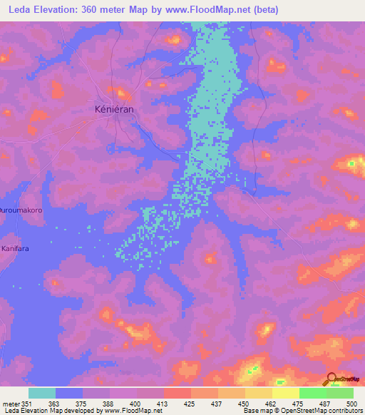 Leda,Guinea Elevation Map