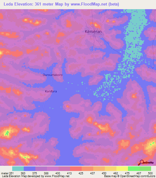 Leda,Guinea Elevation Map