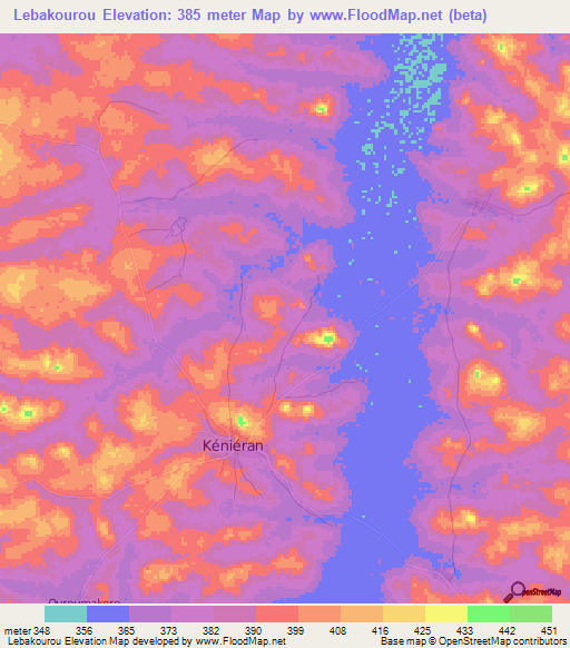 Lebakourou,Guinea Elevation Map