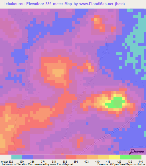 Lebakourou,Guinea Elevation Map