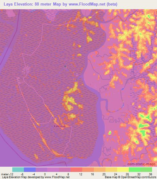 Laya,Guinea Elevation Map