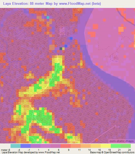 Laya,Guinea Elevation Map