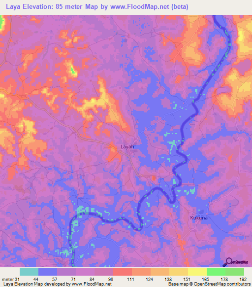 Laya,Guinea Elevation Map