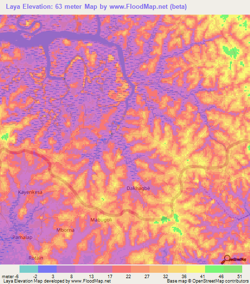 Laya,Guinea Elevation Map