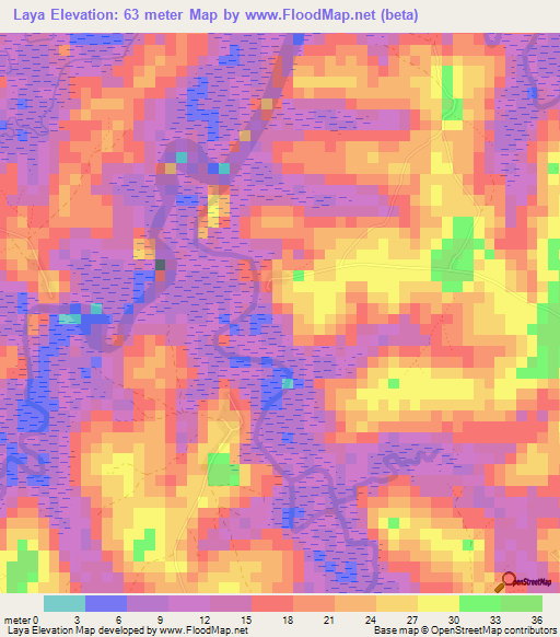 Laya,Guinea Elevation Map