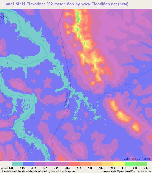 Landi Ninki,Guinea Elevation Map