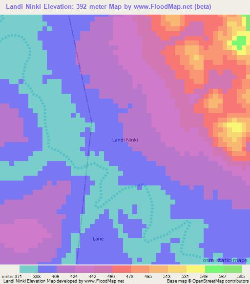 Landi Ninki,Guinea Elevation Map