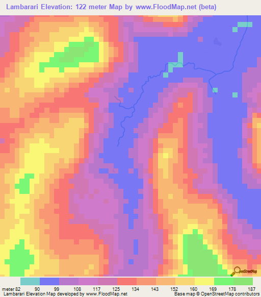 Lambarari,Guinea Elevation Map