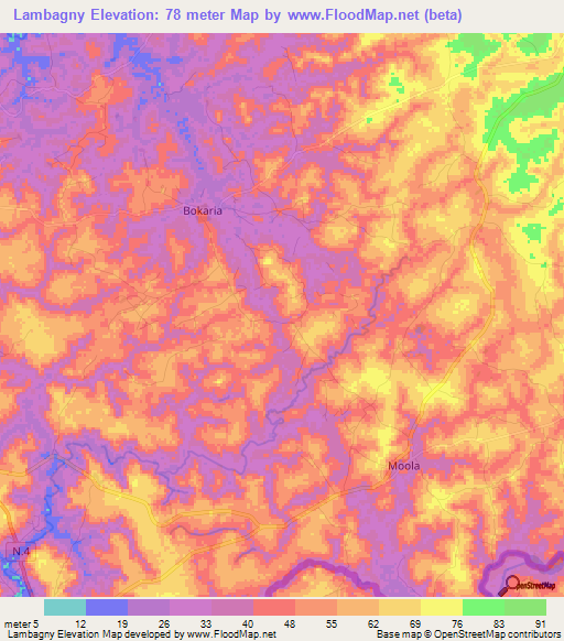 Lambagny,Guinea Elevation Map