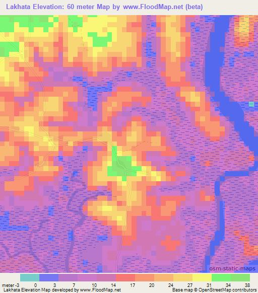 Lakhata,Guinea Elevation Map