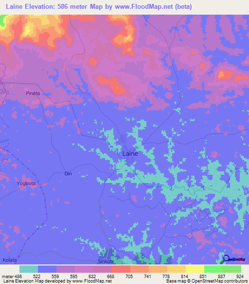 Laine,Guinea Elevation Map