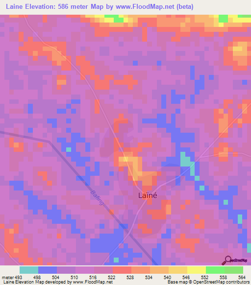 Laine,Guinea Elevation Map