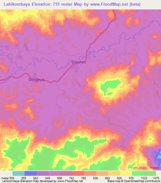 Lahikombaya,Guinea Elevation Map