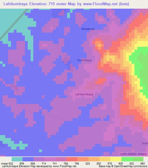 Lahikombaya,Guinea Elevation Map