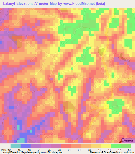 Lafanyi,Guinea Elevation Map