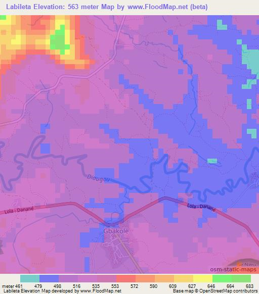 Labileta,Guinea Elevation Map