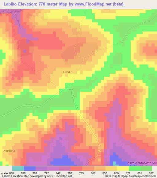 Labiko,Guinea Elevation Map