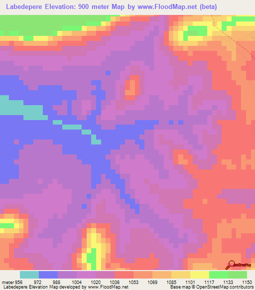 Labedepere,Guinea Elevation Map