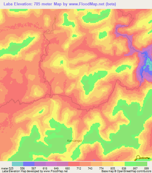 Laba,Guinea Elevation Map