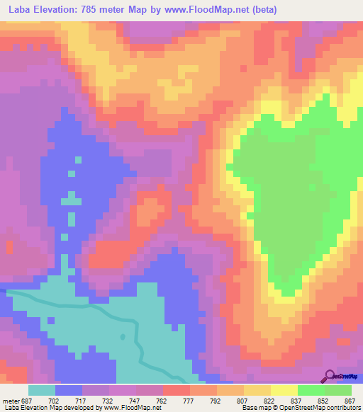 Laba,Guinea Elevation Map