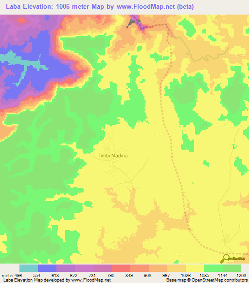 Laba,Guinea Elevation Map