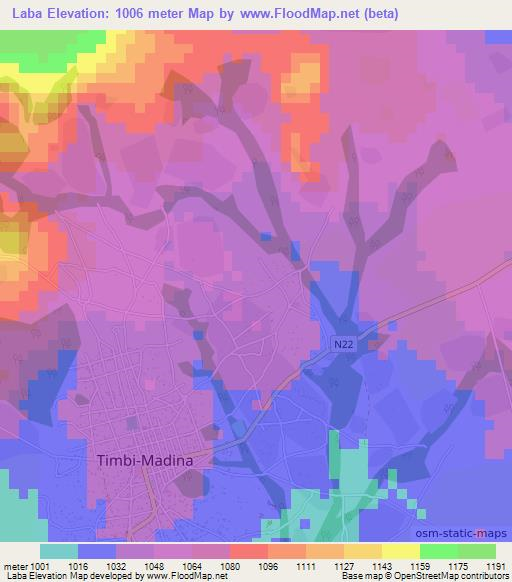 Laba,Guinea Elevation Map