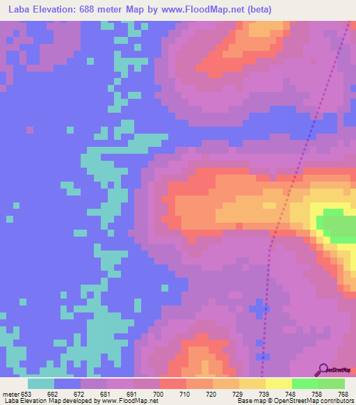 Laba,Guinea Elevation Map