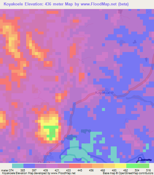 Koyakoele,Guinea Elevation Map